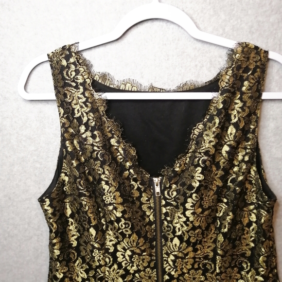 Adrianna Papell Black & Gold Lace Dress - Picture 6 of 9